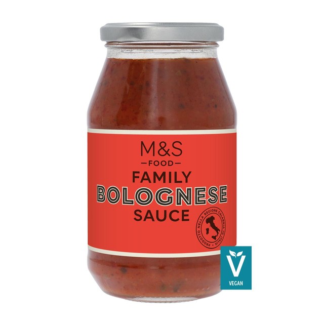 M&S Family Bolognese Sauce 500g, imported from the UK