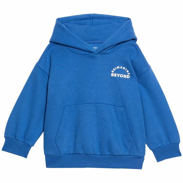 M&S OH Slogan Hoodie Blue 4-5 Years, imported from the UK