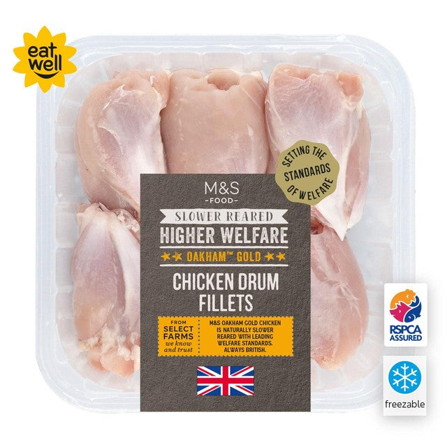 M&S Oakham Gold chicken drum fillets 500g, imported from the UK