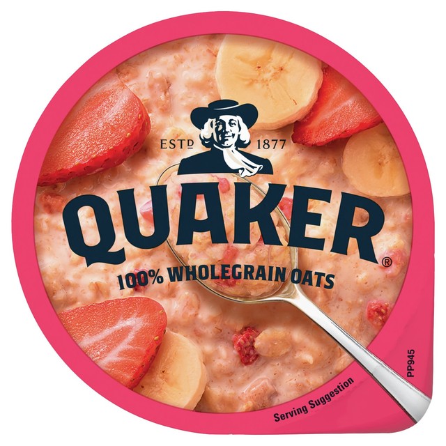 Quaker banana strawberry porridge pot 58g, imported from the UK