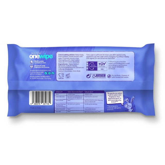 Mum & You extra large biodegradable baby wipes 40 pack, imported from the UK