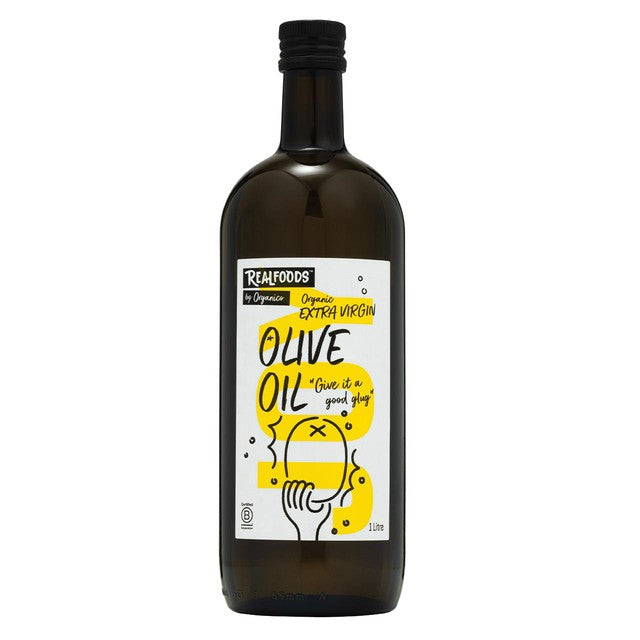 Realfoods extra virgin olive oil 1L, imported from the UK