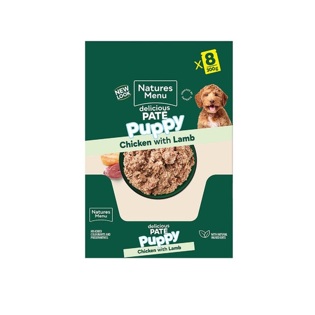 Natures Menu Puppy Junior Chicken & Lamb with Rice dog food 8 x 300g, imported from the UK