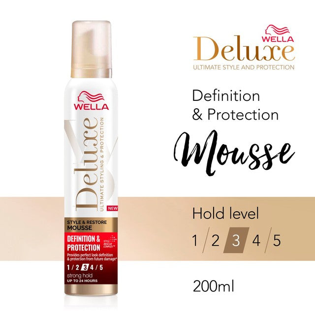 Wella Deluxe Definition & Protection Hair Styling Mousse 200ml (British brand)