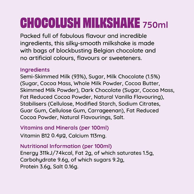 Shaken Udder Chocolush Chocolate Flavoured Milkshake 750ml (British brand)