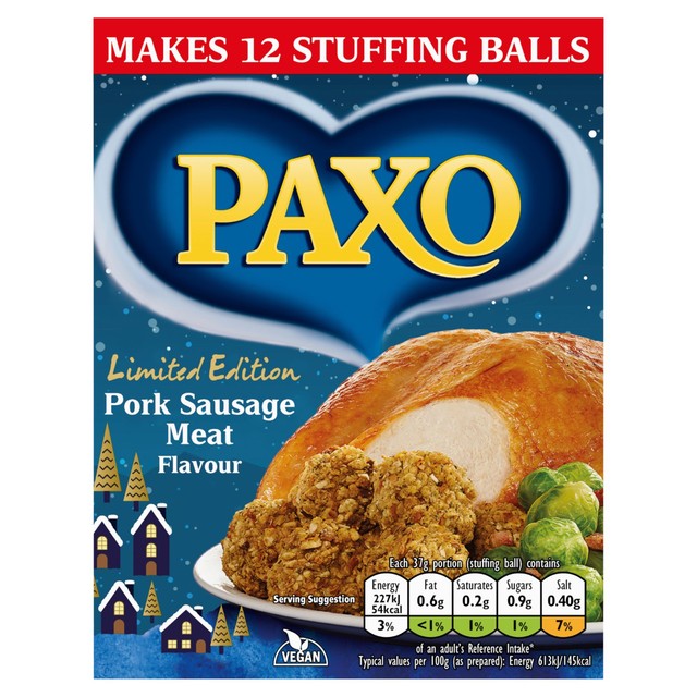 Paxo Pork Sausage Meat Flavour Stuffing Mix 190g, imported from the UK
