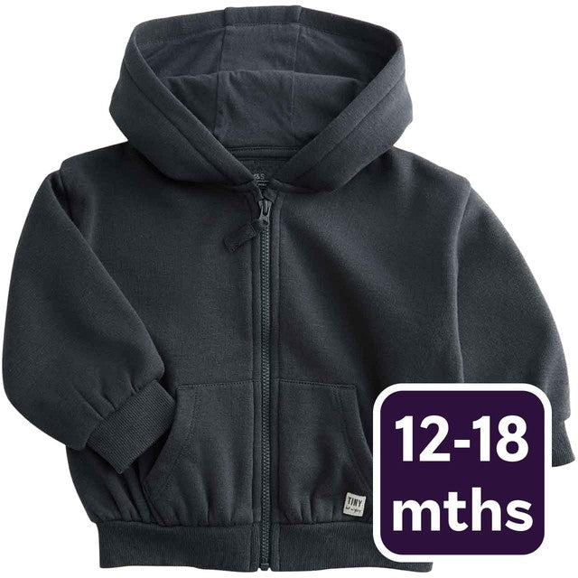 M&S baby hoodie charcoal 12-18 months, imported from the UK