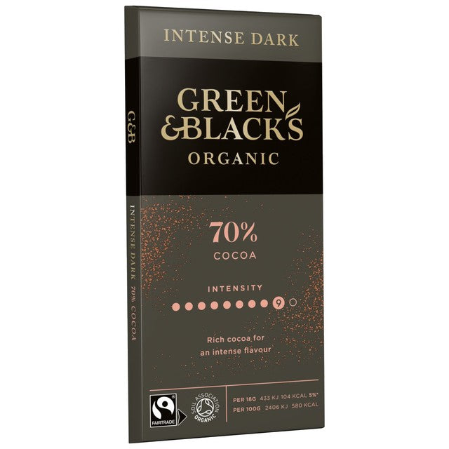 Green & Black's 70% organic dark chocolate bar 90g - British product