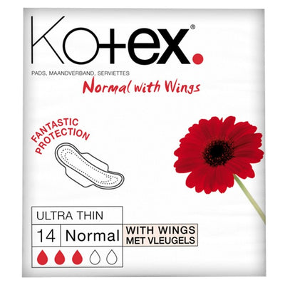 Kotex Ultra Thin Normal sanitærbind med vinger 14 stk