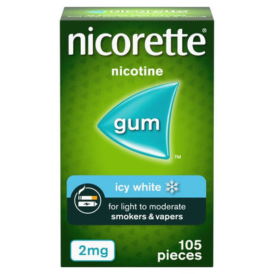 Icy White Nicotine Gum 2mg Strength, 105 Pieces Smoking Cessation Aid