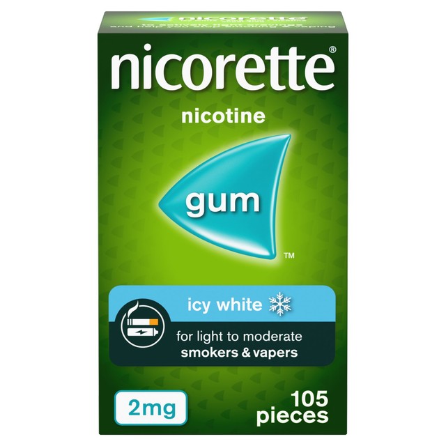 Nicorette icy white nicotine gum 2mg 105 pieces, imported from the UK