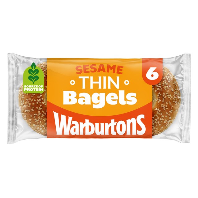 Warburtons Sesame Thin Bagels 6 Pack (British brand)