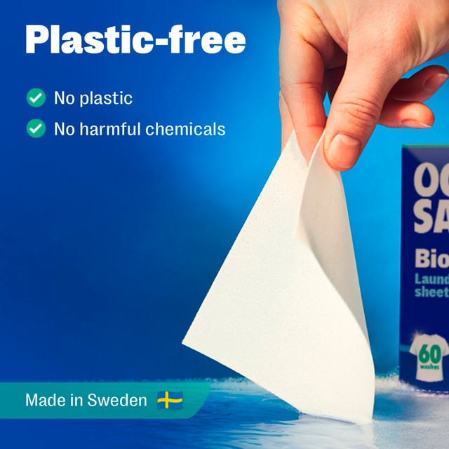 OceanSaver laundry detergent sheets 60 pack, imported from the UK