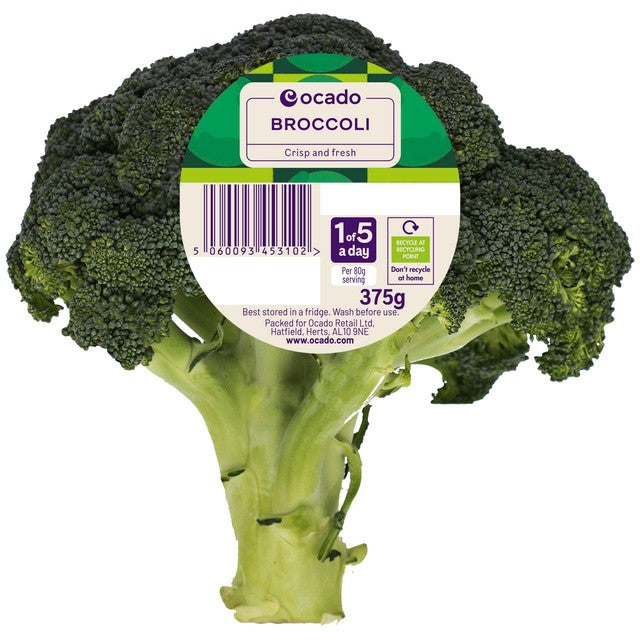 Ocado fresh broccoli vegetable 375g, imported from the UK