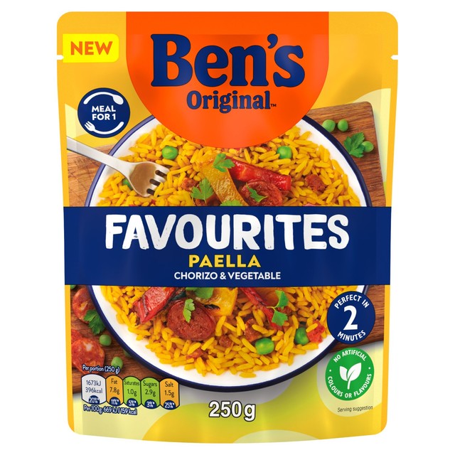 Ben's Original Paella ready meal with chorizo and vegetables 250g - British product