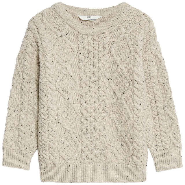M&S cable knitted jumper neutral 5-6 years, imported from the UK
