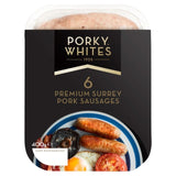 Porky Whites Surrey premium pork sausages 400g, imported from the UK