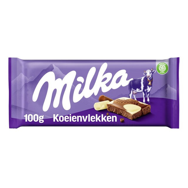 Milka milk and white chocolate bar 90g, imported from the UK
