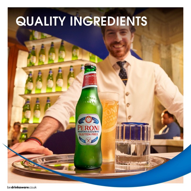 Peroni gluten free lager 4 x 330ml bottles, imported from the UK
