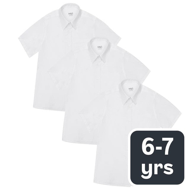 M&S Girls Easy Iron Blouse white 6-7 years, imported from the UK