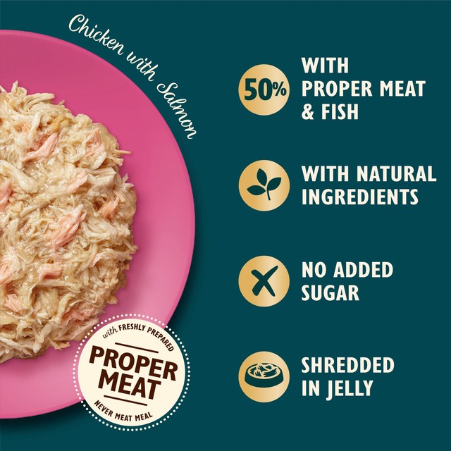 Lily's Kitchen cat food shredded fillets in jelly with chicken and salmon 8 x 70g, UK version