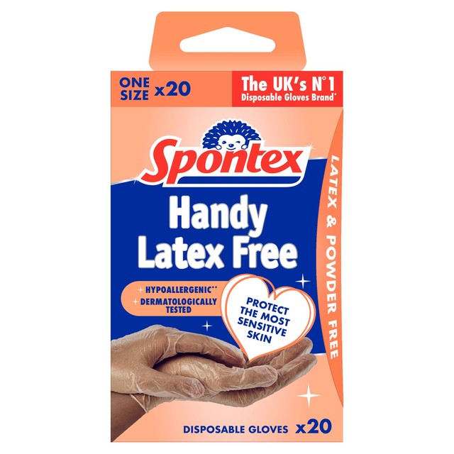 Spontex Sensitive Vinyl disposable gloves 20 per pack (British brand)