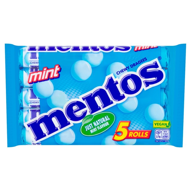 Mentos chewy mint sweets multipack 5 x 38g, imported from the UK