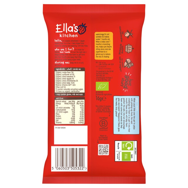 Ella's Kitchen baby snacks Strawberry and Apple 16g - British product