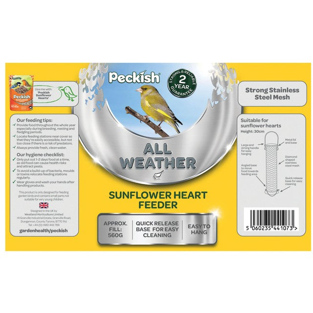 Peckish Sunflower Heart Bird Feeder, imported from the UK