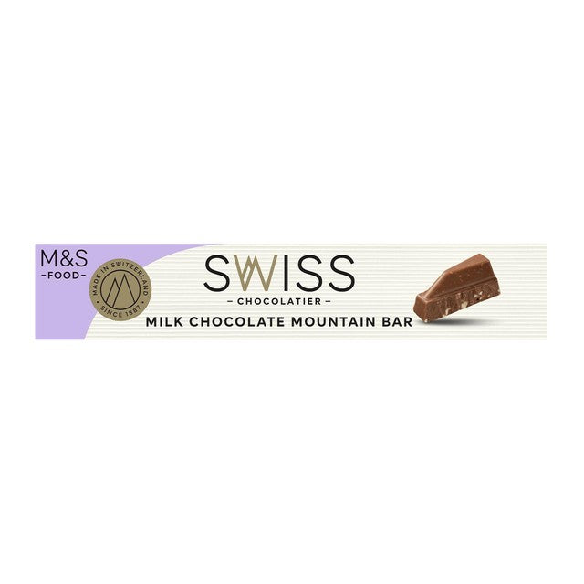 M&S Swiss milk chocolate bar with honey and almond nougat 100g, imported from the UK
