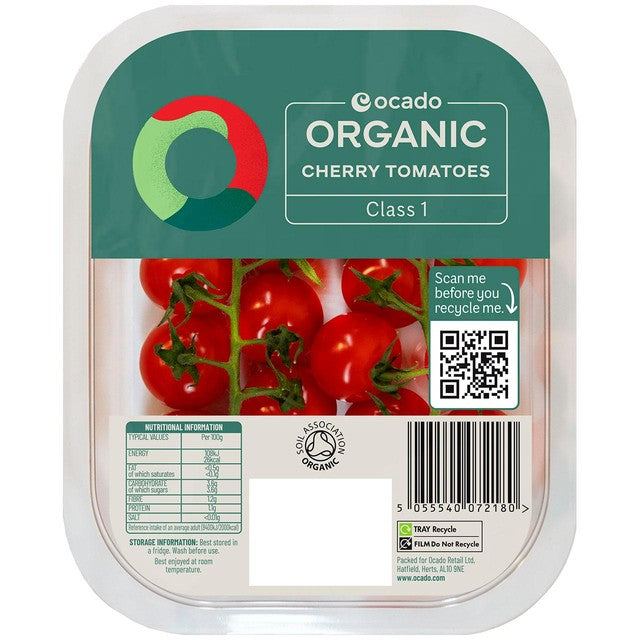 Ocado organic cherry tomatoes on the vine 200g, imported from the UK