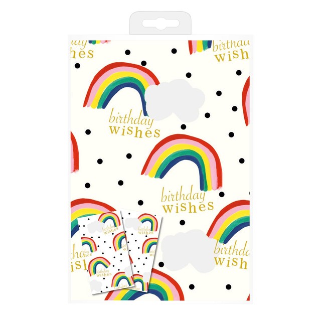 Caroline Gardner rainbow gift wrap sheets and tags 2 per pack - British product