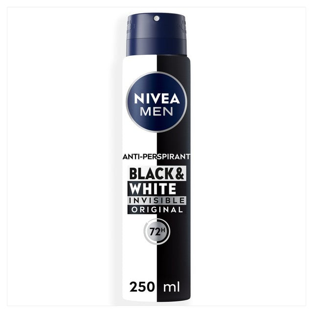 Nivea Men Black & White Original Anti-Perspirant Deodorant Spray 250ml, imported from the UK