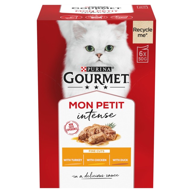 Gourmet wet cat food poultry variety turkey chicken duck 6 x 50g - British product