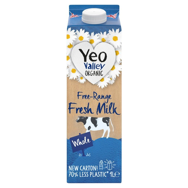Yeo Valley Organic Fresh Whole Milk 1 Litre (British brand)
