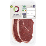 Ocado organic 2 beef rump steaks 400g, imported from the UK