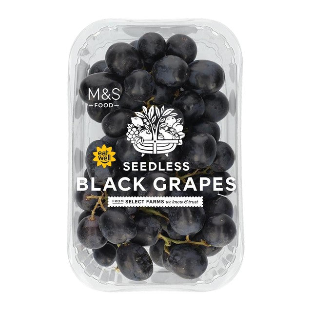 M&S seedless black grapes 500g, imported from the UK