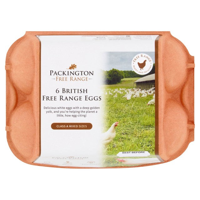Packington free range white eggs 6 pack, imported from the UK