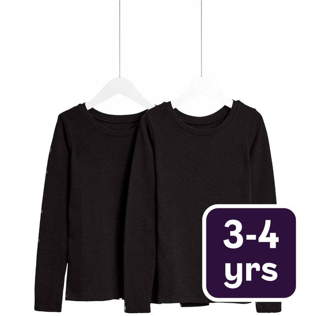 M&S Heatgen Thermal Tops Black 2pk 3-4 Years, imported from the UK