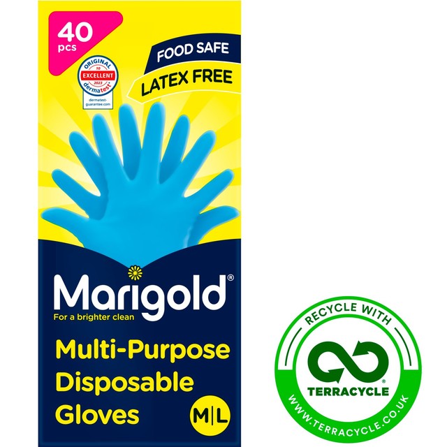 Marigold disposable latex-free gloves M/L, imported from the UK