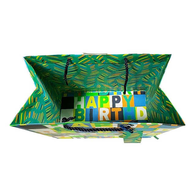 Deva Designs Neon Blue Birthday Medium Gift Bag, imported from the UK
