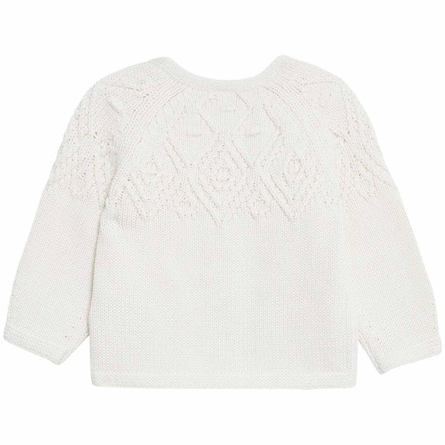 M&S Cardigan Cream Patterned 6-9 Months, imported from the UK