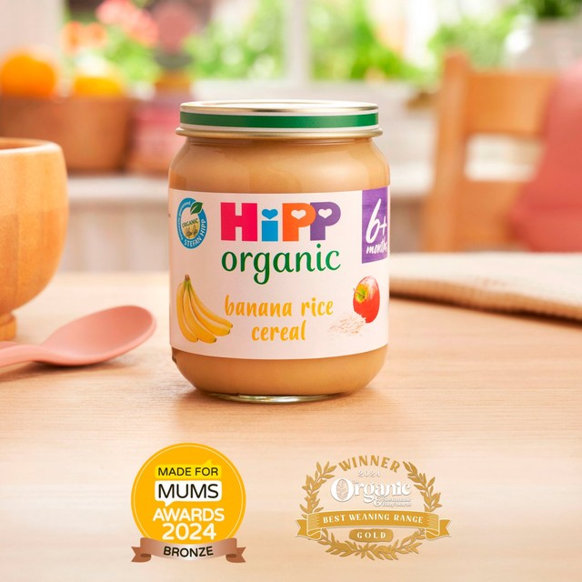 HiPP Organic Banana Rice Cereal Baby Food 125g, UK version