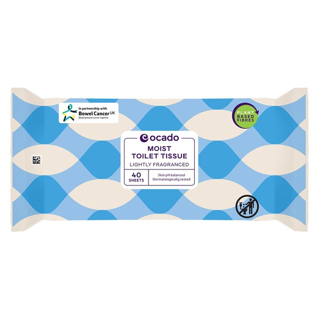 Ocado lightly fragranced moist toilet tissues 40 tissues, imported from the UK