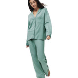 M&S women's cotton modal pyjama set in green, size M, imported from the UK