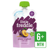 Little Freddie prune yoghurt with oats baby food pouch 100g, UK version