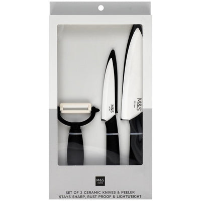 M&S Ceramic Kitchen Knife Set with Peeler