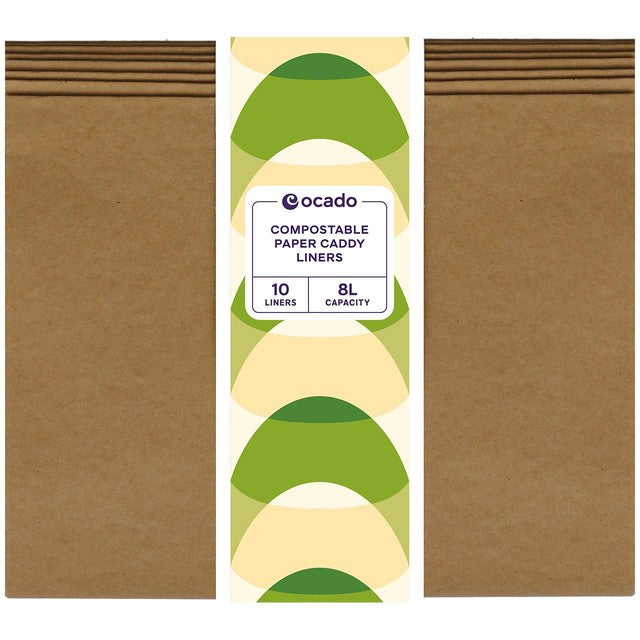 Ocado compostable paper caddy liners 8L, imported from the UK