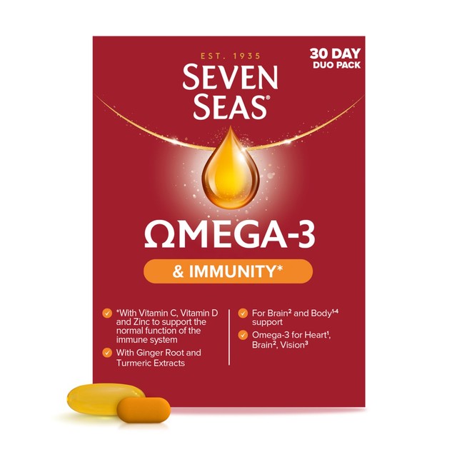 Seven Seas Omega 3 Immunity capsules with vitamin support (British brand)