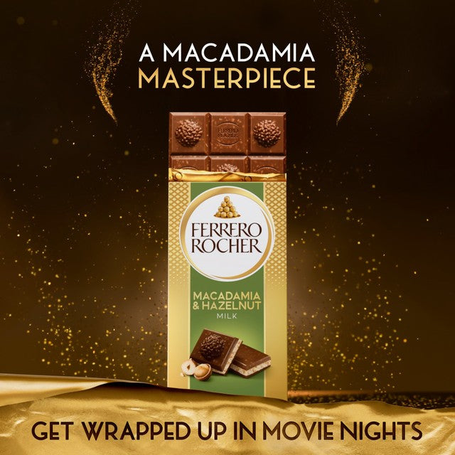 Ferrero Rocher milk chocolate with hazelnut and macadamia bar 90g - British product